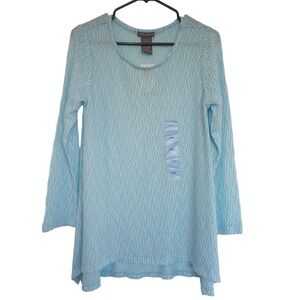 Chelsea & Theodore Tunic Sweater Women's Large Anthropologie  Blue Preppy Classy